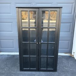 Classic Black Glass Door Accent Cabinet