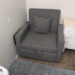 Grey Lounge Chair with tray