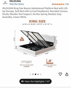 King lift up bed frame