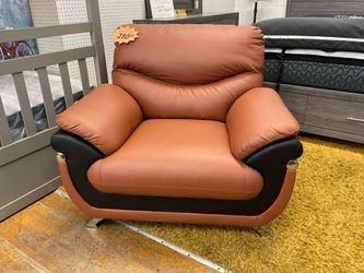 Modern Faux Leather Accent Chair – Brown & Black