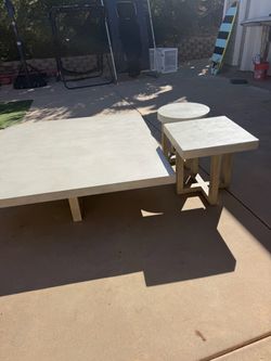 Restoration hardware, coffee table, and end tables