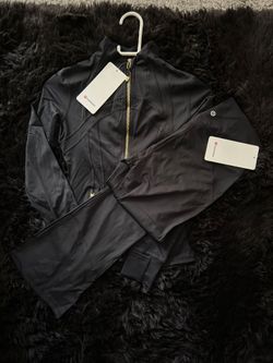 Lululemon Black Zip-Up Jacket and Leggings Set
