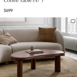 West Elm Cannellini Solid Wood Coffee Table (47") great condition