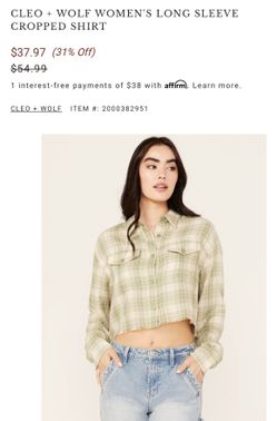 CLEO + WOLF WOMEN'S LONG SLEEVE CROPPED SHIRT