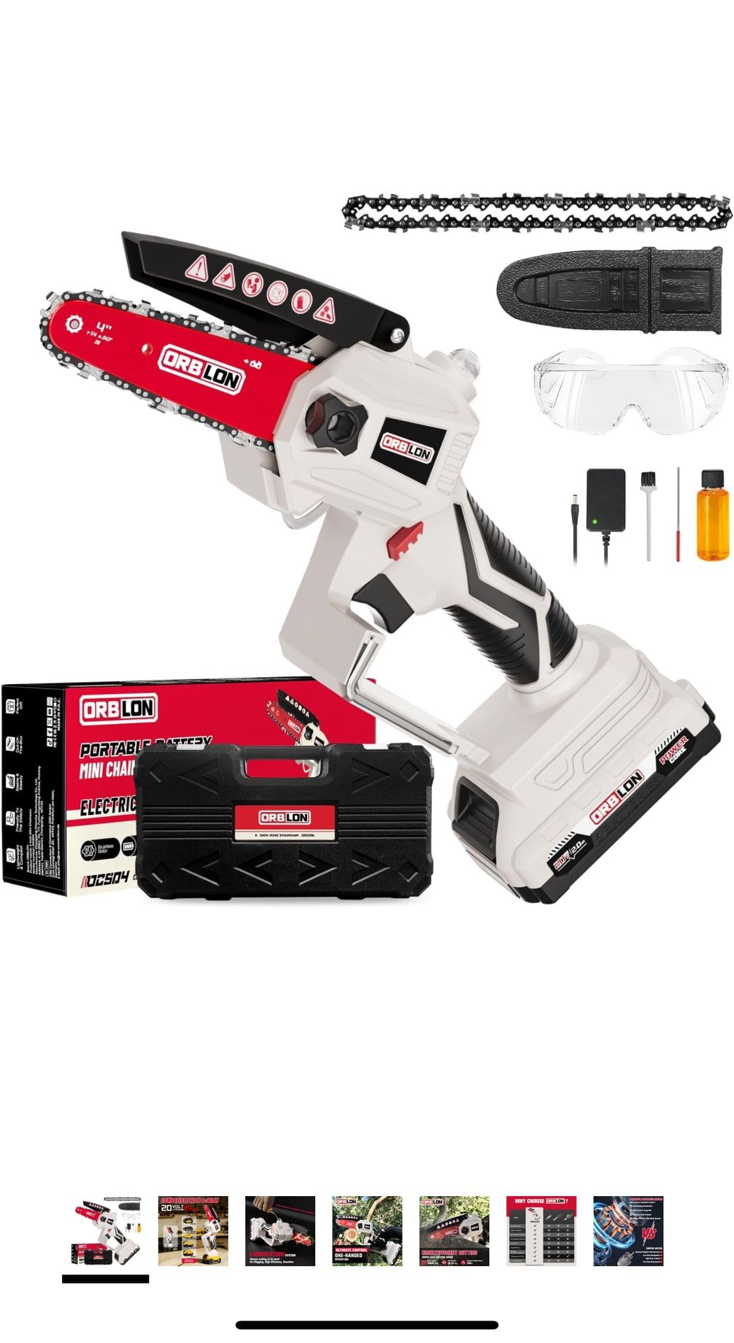 4 Inch Cordless Mini Chainsaw for Dewalt 20v Battery, Portable Brushless Chainsaw With Security Lock [Seniors Friendly], Wood Cutting, Tree Trimming (