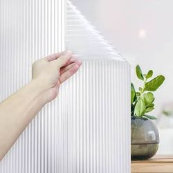 Window Privacy (35.4x78.7inches)  Film Static Cling Prism Window Decorative Sticker Deep Embossed Removable Door Glass Covering Sun Blocking UV Reje