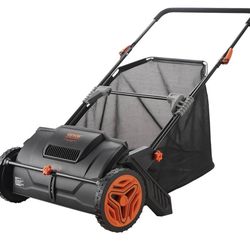New Open Box Vevor 21” Push Lawn Sweeper For Leaves & Grass, S19-001A, Black