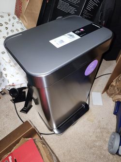 13 Gallon Stainless Stell Trash Can Foot Activated 2 Open