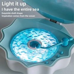 Shell Bluetooth Speaker with Northern Lights Projector – 7-Color Mood Lamp, White Noise & Ocean Wave Effects