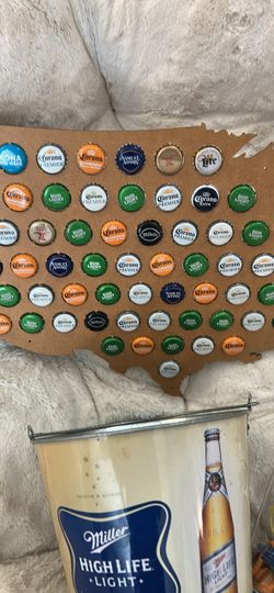 USA Map Beer Bottle Cap Holder & beer decor bundle