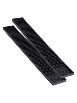 Noverlife Bar Spill Mat 2 Pack Black Rubber 23.5 x 3 in Non Slip Rail Runner