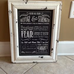 Wood Framed  “God Is Our Refuge & Strength “ Picture 14”x17”
