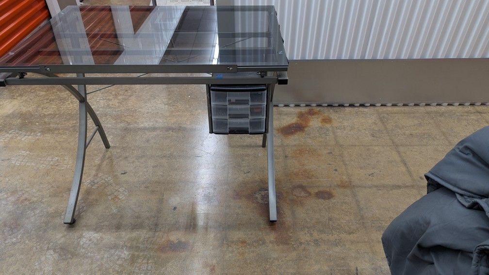 Tempered Clear Glass top Drafting Table