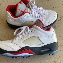 2020 Air Jordan 5 ‘Fire Red’ Golf Shoes