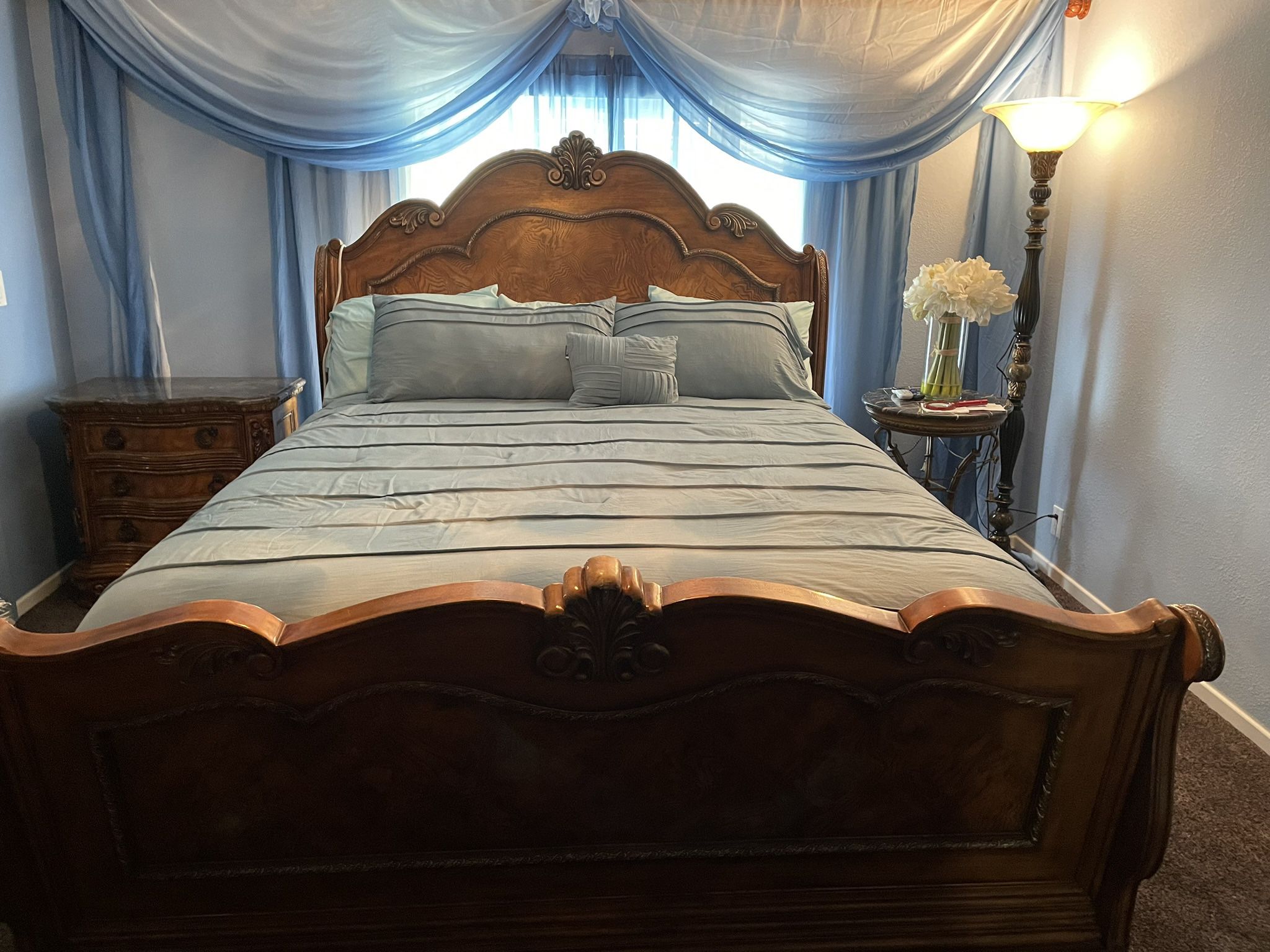 California King Marble Bedroom Set
