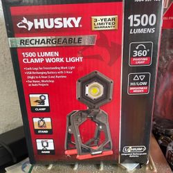 Husky 1500-Lumens Clamp Rechargeable Work Light 