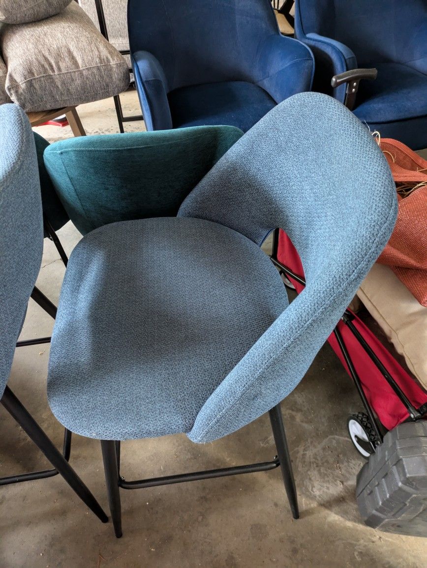 Grey Blue Counter Stools (2)