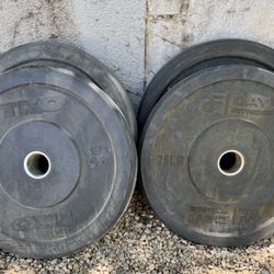 Two 45 lb And Two 25 lb Weight Plates. 