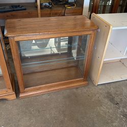 Oak And Glass Curio. Cabinet