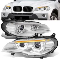 11-13 Bmw X5 LED DRL Projector Headlights Luces Focos Micas Faros Faroles Headlamps Parts