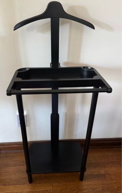 Vintage Black Freestanding Clothes Valet Gentlemen Butler Stand - 16x15x43
