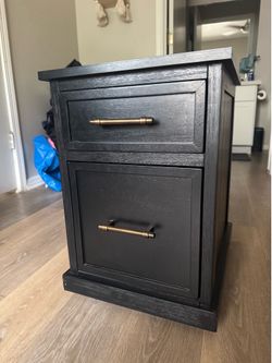 Black Nightstand with Two Drawers