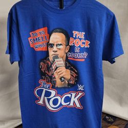 Men's WWE Licensed Ripple Junction The Rock Graphic T-Shirt Size Medium Blue