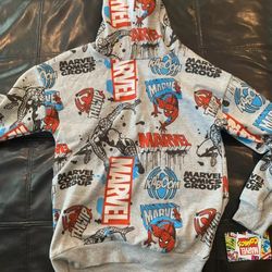 Marvel Comics SpiderMan Soft Gray Fleece Light weight Hoodie Top Sweater Sweatshirt Kids Children's Youth Size 12