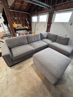 Right facing chaise couch - grey fabric