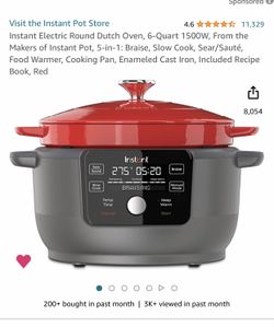 Electric Instant Pot Cast Iron Dutch Oven 6 Qt New