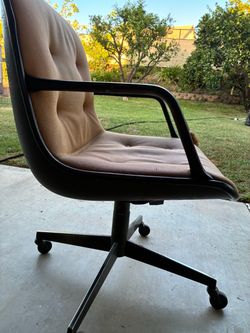 mid-century style vintage steel case swivel office chair in ORANGE color