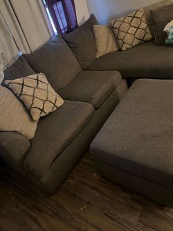 Gray sofa Couch With Ottoman