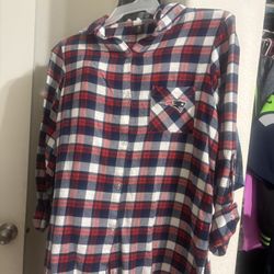 Women’s Concepts Sports Navy/Red Houston Texans Piedmont Flannel Button -up Long Sleeve Shirt Size L 