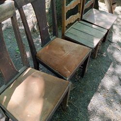 4 Old Wood Chairs Age Unknown 