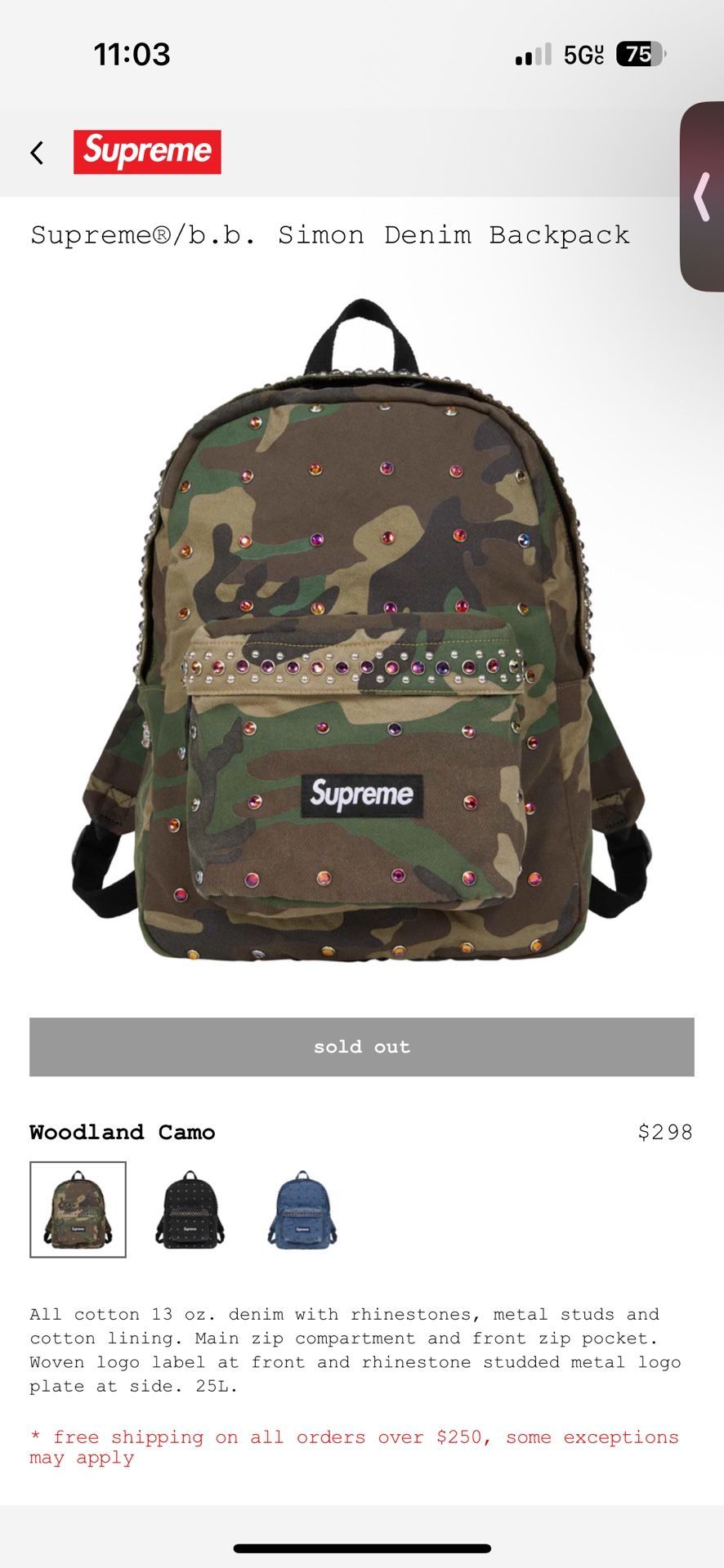 B.B Simon Supreme Camo Backpack