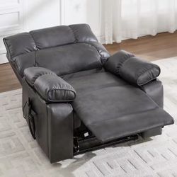 New Black Dual Motor Massage Recliner With heat. Lay Flat, Living room Sofa. Lazy Sofa