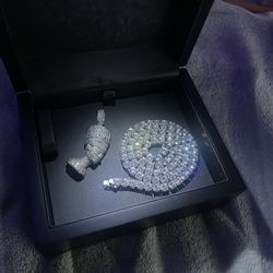 14carat Diamond Tennis Chain ( Real Silver) 