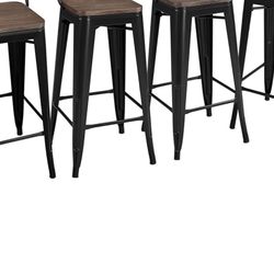 30" Metal Barstools Set of 4, Metal Chairs for Indoor Outdoor Use, Matte Black