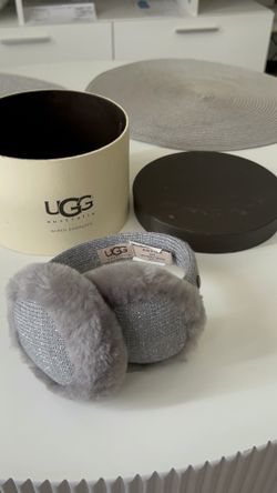 UGG Australia Gray Fur Knit Solid Earmuffs One Size Women Winter Casual