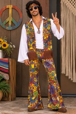 Men’s Hippie Halloween Costume – Size Medium 🌼✌️