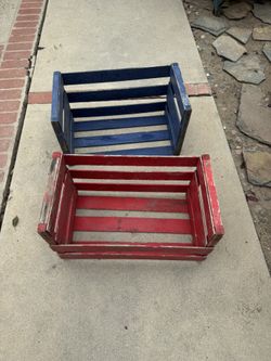 Red & Blue Vintage Milk Crates