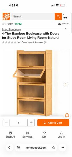 4-Tier Bamboo Bookcase with Doors for Study Room Living Room-Natural Questions & Answers (1) 197