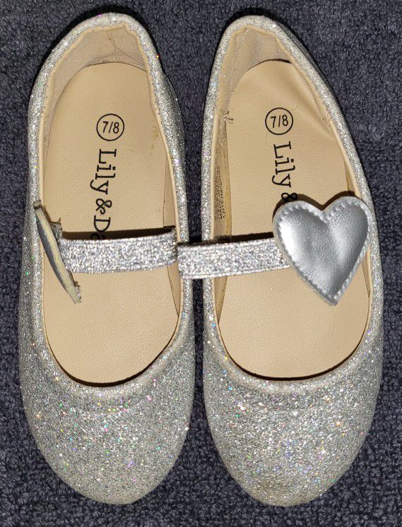 Lily & Dan - Silver Sparkle Toddler Girl Shoes Size 7/8