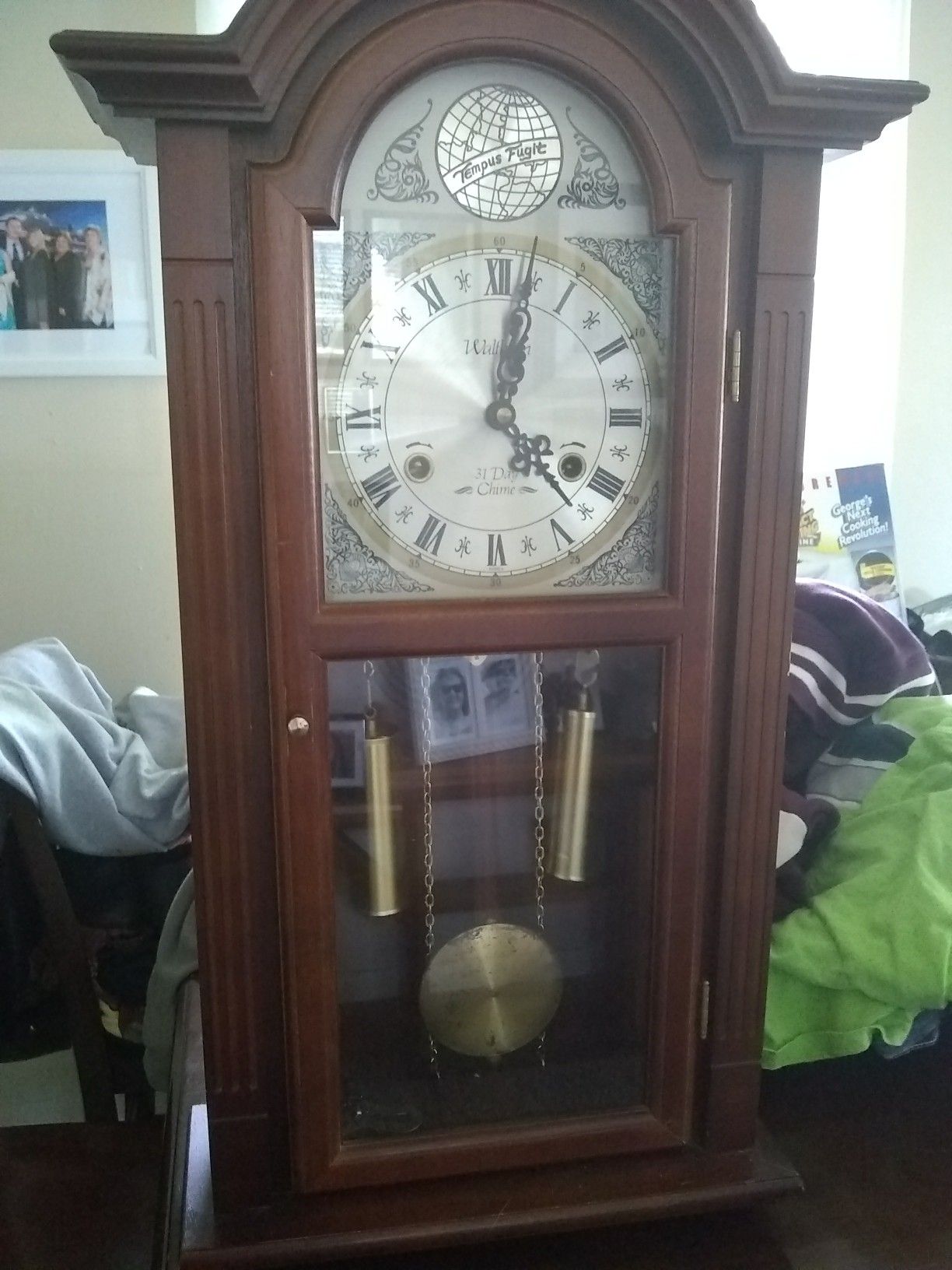 Tall Vintage Waltham Grandfather Wall Clock