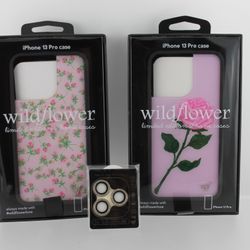 2 Wildflower Phone Cases iPhone 13 Pro & Camera Lenses Protector I’m