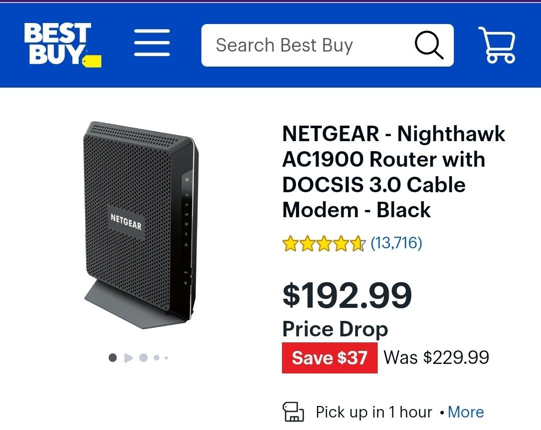 Netgear AC1900 c7000v2 WiFi Modem Router