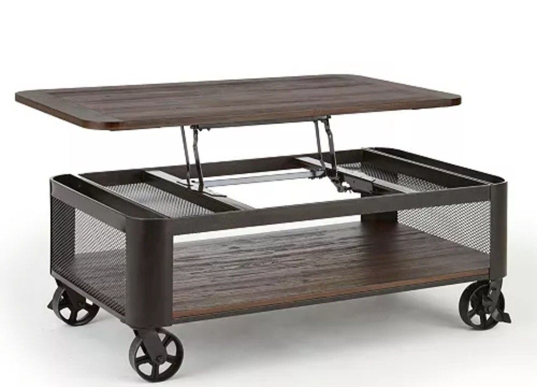 RUSTIC INDUSTRY STYLED BRODY LIFT COFFEE TABLE