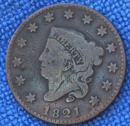 RARE 1821 MATRON LARGE CENT! ONLY 389,000 MINTED!!