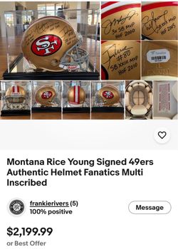 Montana Rice Young Signed 49ers Authentic Helmet Multi Inscribed
