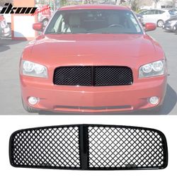 Fits 2006-2010 Dodge Charger Mesh Grille Front Upper Bumper Hood Grill Black ABS